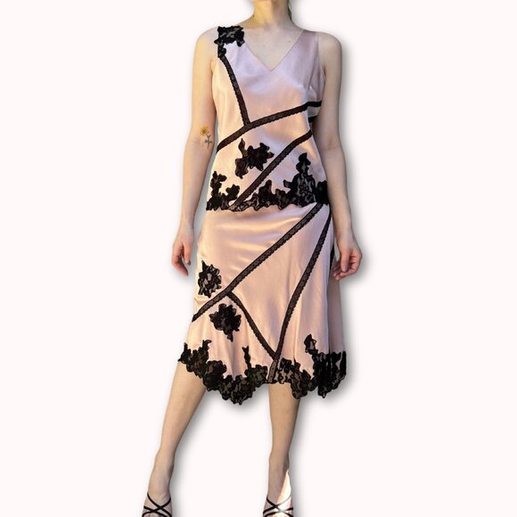 NWT Dainty BCBG Max Azria Rose Silk Top & Skirt Set Size M / 8 Lace - Picture 1 of 5